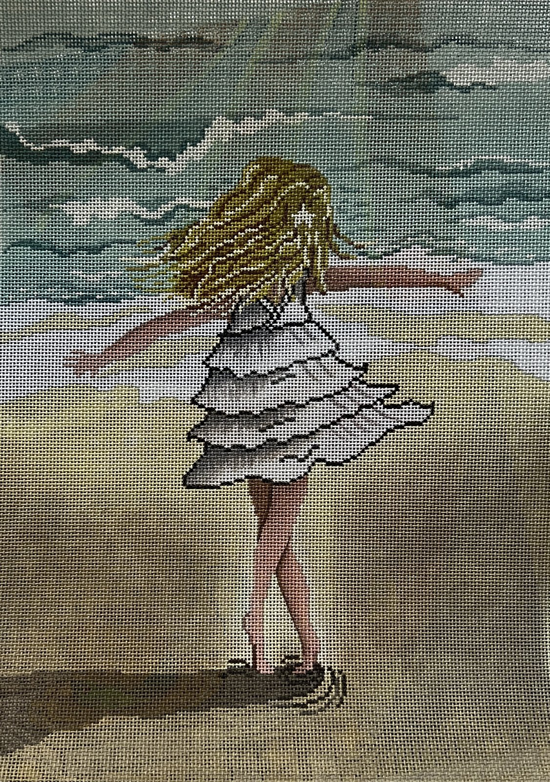 PM20019 - LITTLE GIRL SPINS ON THE BEACH by Patti Mann