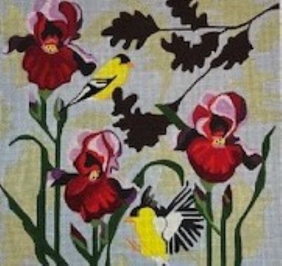Irises and Gold Finches by Melissa Prince MPB389