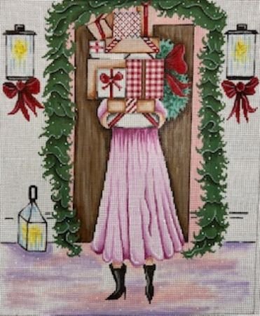 CHRISTMAS GIRL with PACKAGES by Patti Mann PM20139