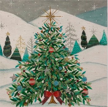 CHRISTMAS TREE with Red Bow Pillow by ALICE PETERSON - STITCH GUIDE ONLY AP4284sg