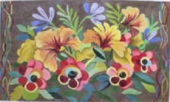 AWP 799J PANSIES ON BROWN LARGE PILLOW by Ann Wheat Pace
