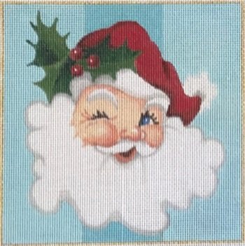 RCHO1825- BLUE SANTA SQUARE ORNAMENT by Ray Crawford