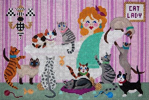 CAT LADY by JP Needlepoint STITCH GUIDE JPIP451sg