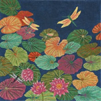 DRAGONFLIES ON LILY PADS by JP Needlepoint STITCH GUIDE ONLY JPB240sg