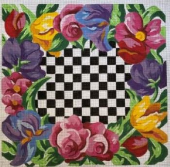 JUCM356 CHECKMATE FLORAL PILLOW OR CHALLAH COVER by Judi and Co.