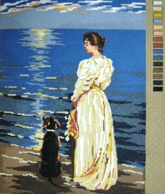 MLADYWDOG-Lady and Dog by the Sea