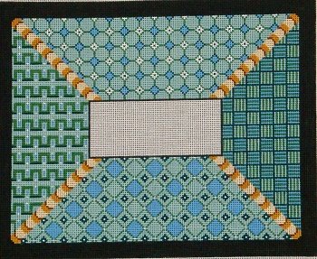 PM7600 BLUE GREEN GEOMETRIC TALLIS by Patti Mann