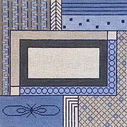 BLUE GREY and WHITE GEOMETRIC TEFILLIN BAG by Patti Mann STITCH GUIDE PM7607sg