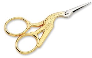 PREMAX SERRATED STORK 3-1/2" GOLD EMBROIDERY SCISSORS-PREMAX386S