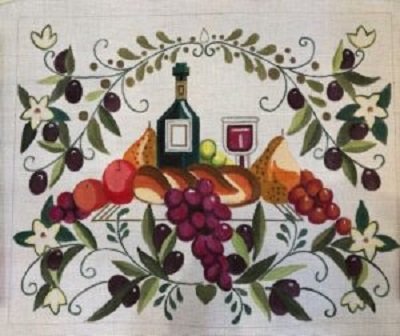 SASI4387 LARGE TABLE AND GRAPES CHALLAH COVER by SASI