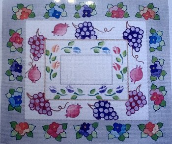 STJJ180 GRAPES POMEGRANATES AND FLOWERS CHALLAH COVER or MATZOH COVER by Studio 2 Ltd.