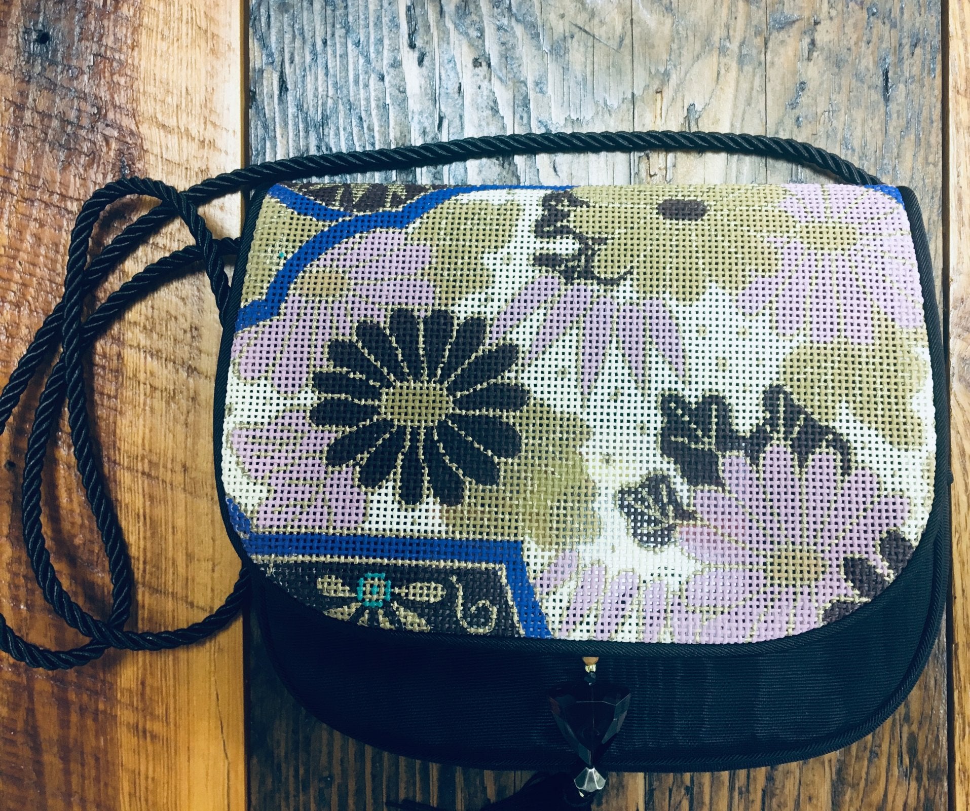 SOPB050 FLORAL PURPLE GOLD PURSE FLAP by Sophia Designs
