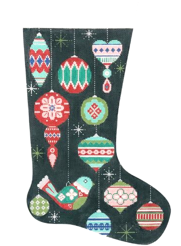 AP4340 PARTRIDGE AND ORNAMENTS CHRISTMAS STOCKING by Alice Peterson