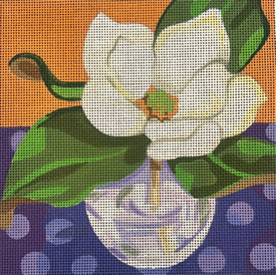 BW419DK-13 FLOWERS IN A VASE MAGNOLIA by Blue Waters Needlepoint