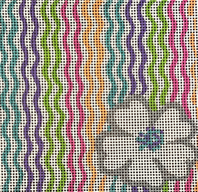 CL CAB3334-18 SILVER WHITE FLOWER RIPPLE SQUARE by Chris Lewis