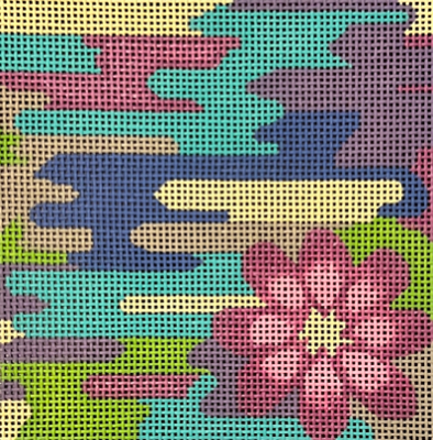 CL CAB3336-18 FUCHSIA PINK & YELLOW FLOWERED SQUARE by Chris Lewis