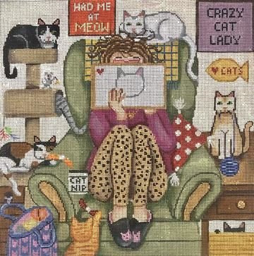 STITCHING GIRL CAT LADY by Gayla Eliot  STITCH GUIDE GEP325sg