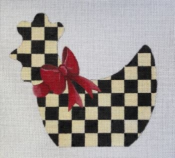RCHO1956  CHECKED CHICK with Red Bow by Raymond Crawford