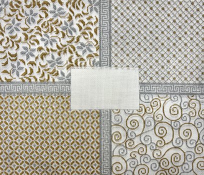 JPIPTB 200 - METALLIC and WHITE CHALLAH COVER by JP Needlepoint