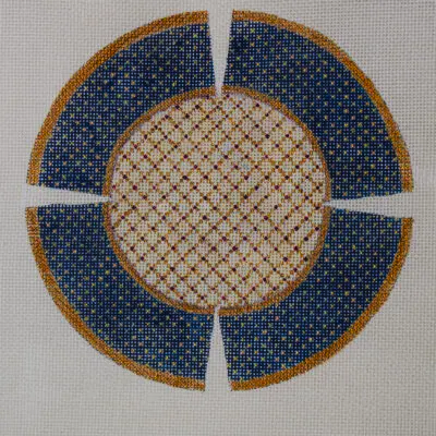 JG 200 BLUE GOLD YARMULKE by Janice Gaynor