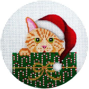 CHRISTMAS CAT IN A BOX by JP Needlepoint JPX252