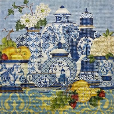 KCA 52-18sg THE LEMON BLUES TEA by Kelly Clark STITCH GUIDE ONLY
