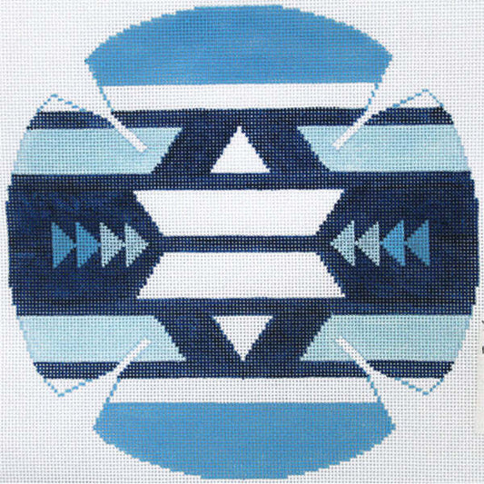 LEEJ220 BLUE STRIPE WITH WHITE STAR YARMULKE KEPAH by Lee's Needlearts