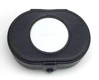 LEEBag73 BLACK LEATHER MAGNETIC NEEDLE BOX by Lee's Needlearts