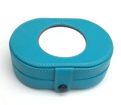 LEEBag73 TEAL BLUE MAGNETIC LEATHER NEEDLE BOX by Lee's Needlearts