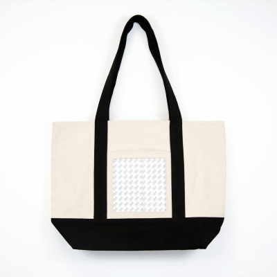 Large Canvas Tote Bag with Insert Self Finishing with Black Trim