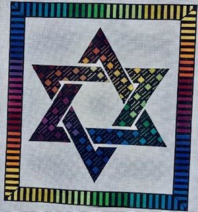MIN2622-18 RAINBOW TEFILLIN BAG by Mindy Needlepoint