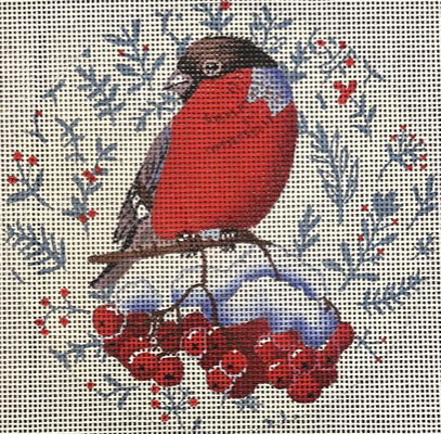 MIN 290-18 RED BIRD Round by Mindy Needlepoint