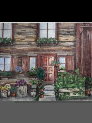 FLORAL COUNTRY COTTAGE by Oasis Needlepoint O-B-17
