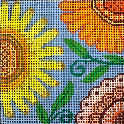  PLDSU565 FLORAL SQUARE THREE FLOWERS by Sandy Utain for PLD Designs