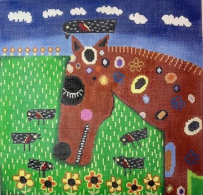 PM11710 -SPOTTED HORSE WITH BLACKBIRDS by Patti Mann