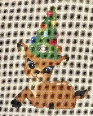 RCHO2105 SMALL SITTING REINDEER WITH  TREE by Ray Crawford