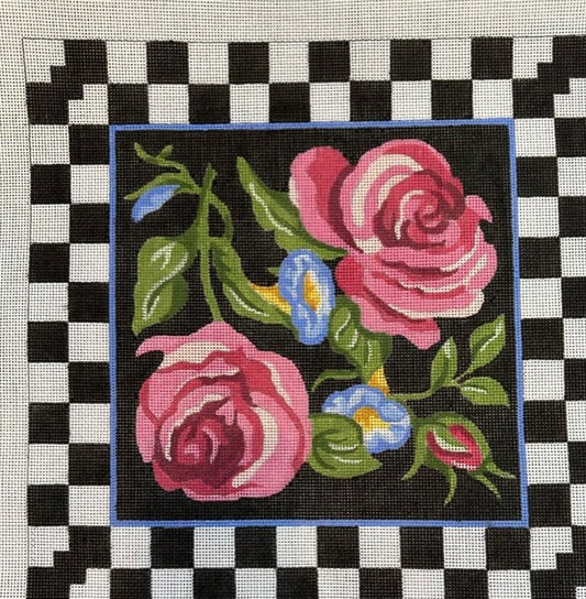 JU RC363 ROSES W BLACK & WHITE BORDER by Judi and Co.