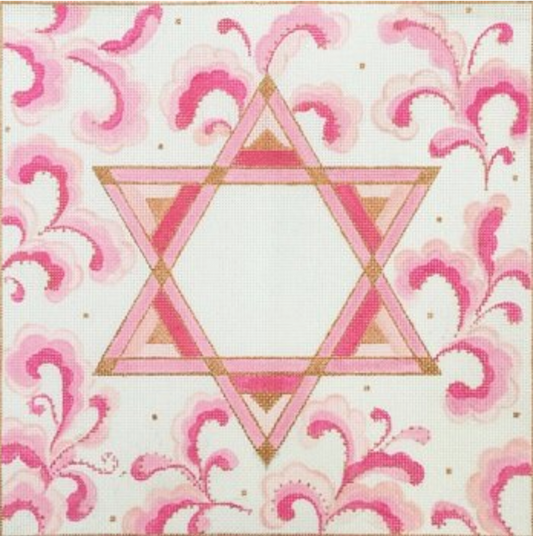 PINK STAR OF DAVID TALLIS BAG by Alice Peterson STITCH GUIDE ONLY AP2893sg
