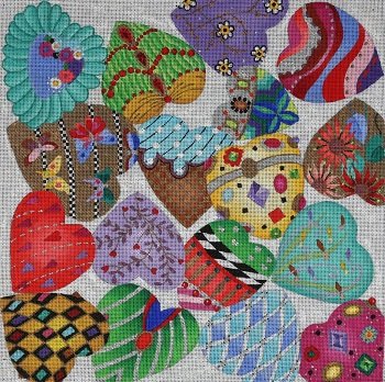 Dede1045 JEWELED PUFFED HEARTS by Dede Needleworks