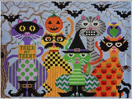 SCAREDY CATS by JP Needlepoint STITCH GUIDE JPH351sg