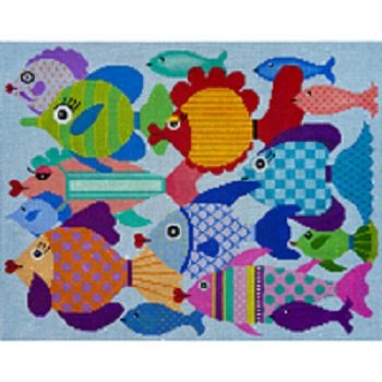 FISH SCHOOL by JP Needlepoint - STITCH GUIDE ONLY JPIP S102sg