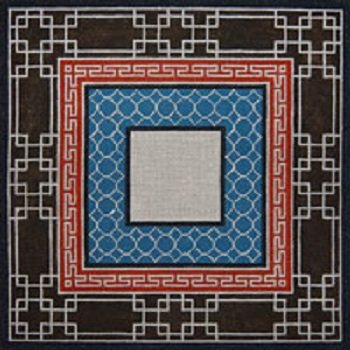 JPTF104 BLUE BROWN RUST TEFILLIN BAG by JP Needlepoint