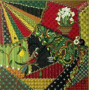KCN012-CHRISTMAS CRAZY QUILT by Kelly Clark