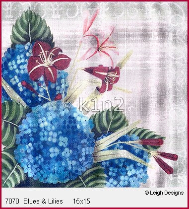 L7070-Blue Hydrangeas & Lillies by Leigh Designs