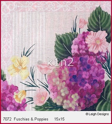 L7072-Fuchsia Hydrangeas & Poppies by Leigh Designs