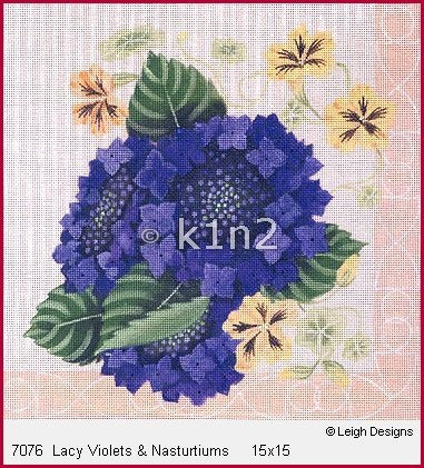 L7076-Lacy Violets & Nasturtiums by Leigh Designs