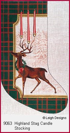 L9063-HIGHLAND STAG CANDLE STOCKING by Leigh Designs
