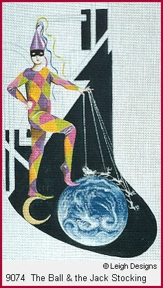 L9074-THE BALL AND THE JACK STOCKING by Leigh Designs