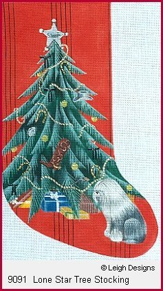 L9091-LONE STAR TREE STOCKING by Leigh Designs