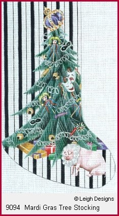 L9094-MARDI GRAS TREE STOCKING by Leigh Designs